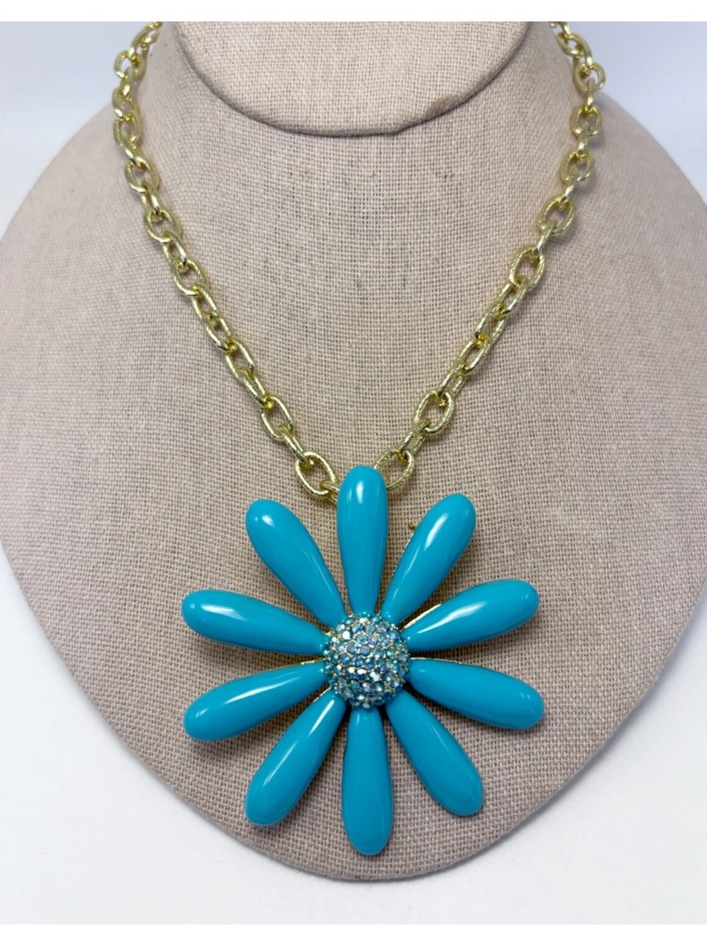 Heidi Daus Swarovski crystal Blue Daisy Necklace